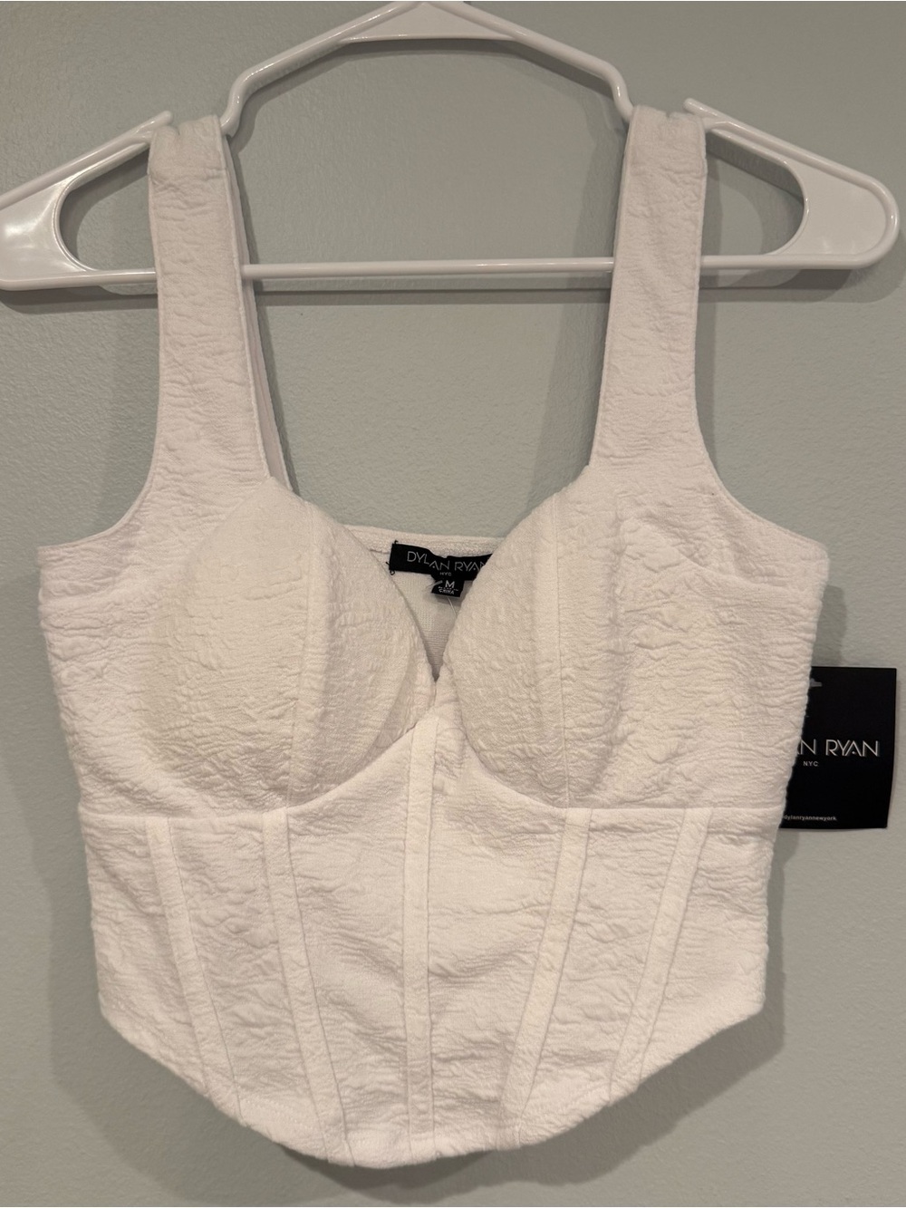 DYLAN RYAN White Textured Bustier Top